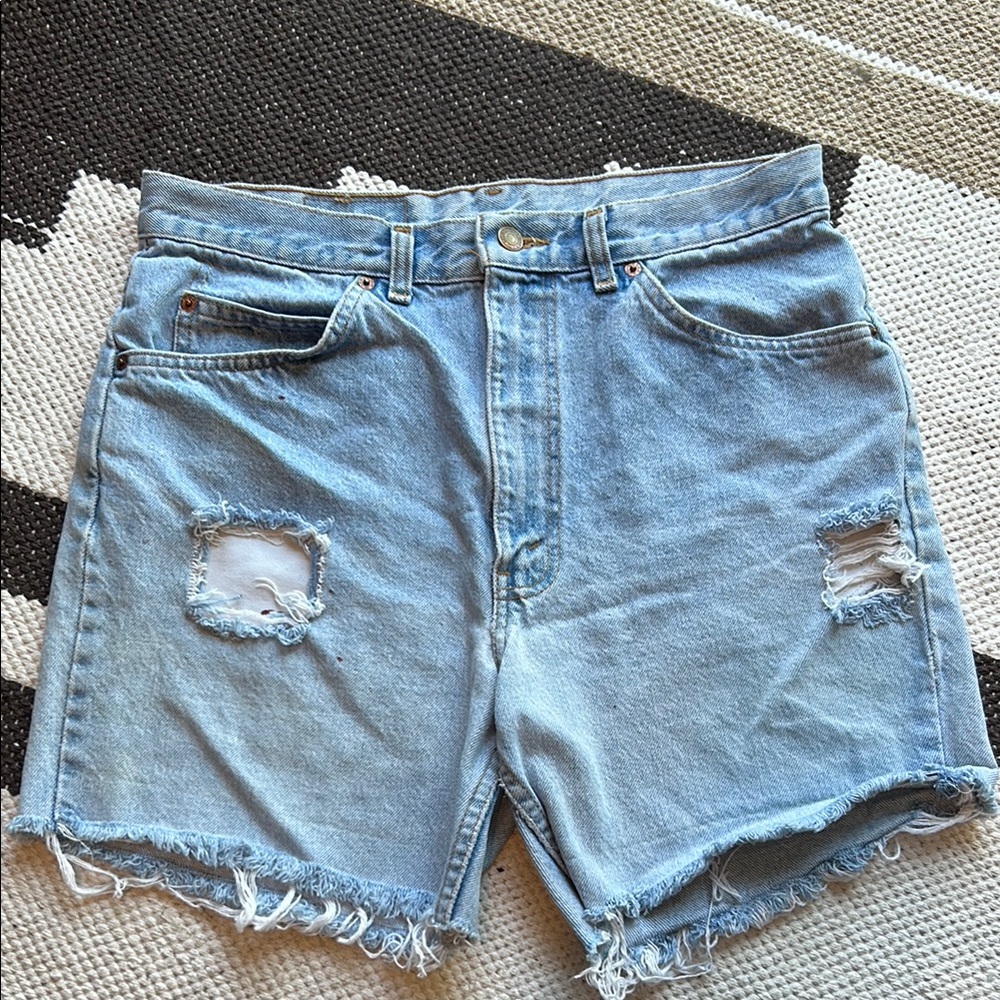 Levi's Light Blue Ripped Denim Shorts